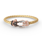 FORCE LARGE HORSESHOE BLACK WHITE DIAMOND BRACELET ROSE GOLD