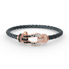 FORCE LARGE HORSESHOE BLACK WHITE DIAMOND BRACELET ROSE GOLD