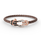 FORCE LARGE HORSESHOE BLACK WHITE DIAMOND BRACELET ROSE GOLD