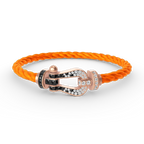 FORCE LARGE HORSESHOE BLACK WHITE DIAMOND BRACELET ROSE GOLD