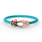 FORCE LARGE HORSESHOE BLACK WHITE DIAMOND BRACELET ROSE GOLD