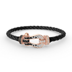 FORCE LARGE HORSESHOE BLACK WHITE DIAMOND BRACELET ROSE GOLD
