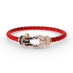 FORCE LARGE HORSESHOE BLACK WHITE DIAMOND BRACELET ROSE GOLD