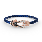 FORCE LARGE HORSESHOE BLACK WHITE DIAMOND BRACELET ROSE GOLD
