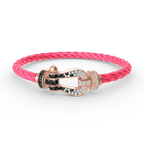 FORCE LARGE HORSESHOE BLACK WHITE DIAMOND BRACELET ROSE GOLD