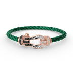 FORCE LARGE HORSESHOE BLACK WHITE DIAMOND BRACELET ROSE GOLD