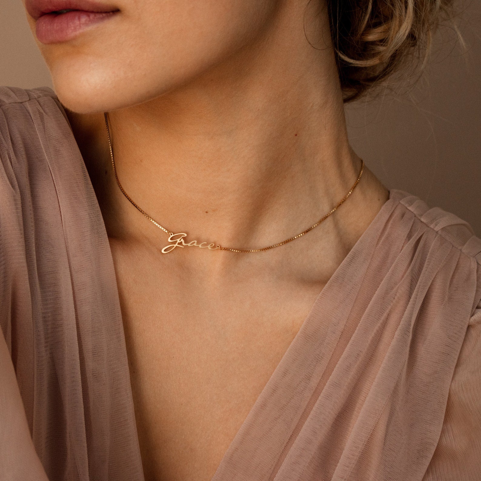 Callie Box Chain Name Necklace