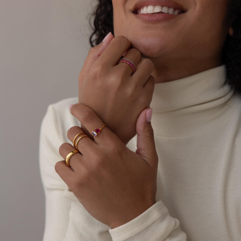 Open Toi et Moi Birthstone Ring
