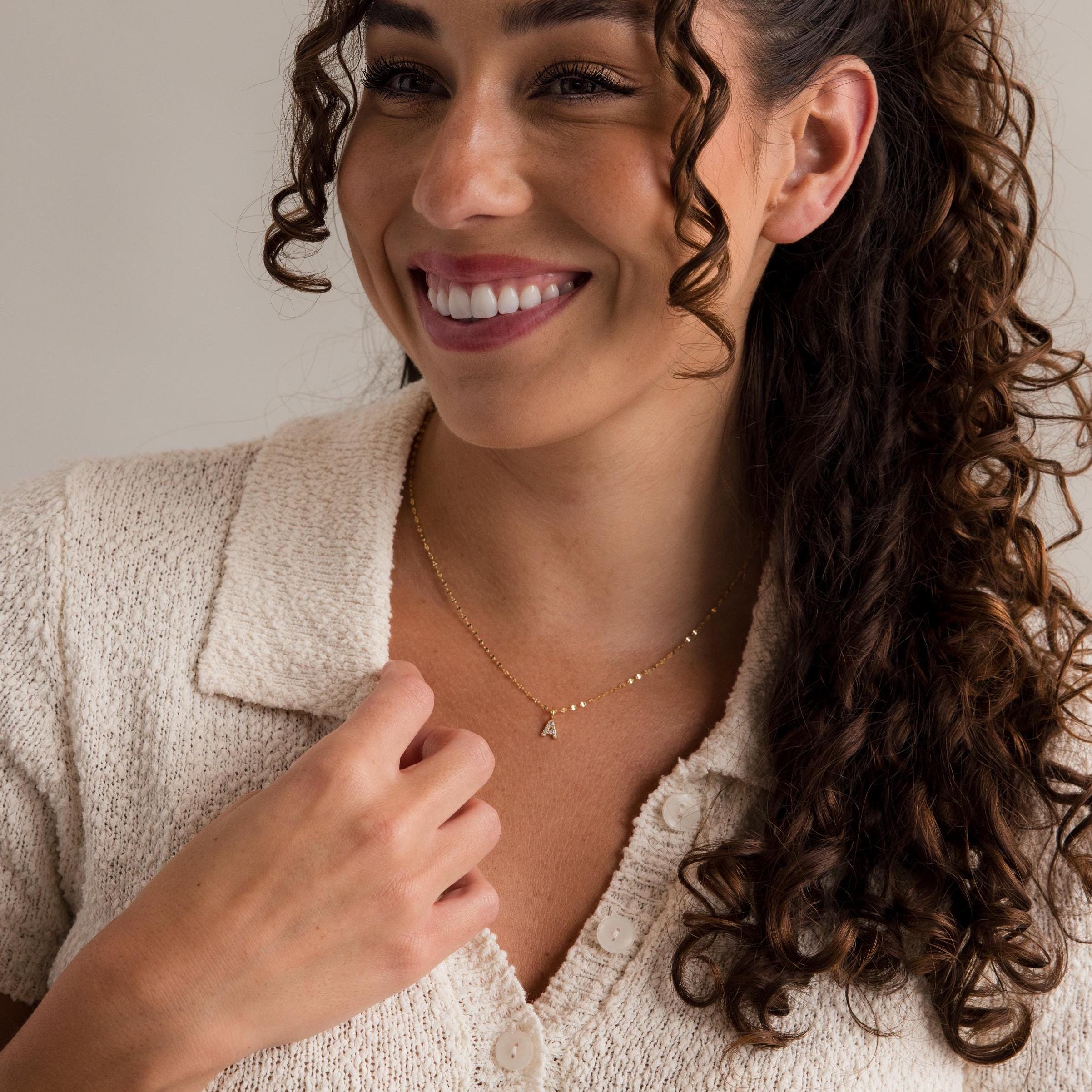 Dainty Pave Letter Necklace