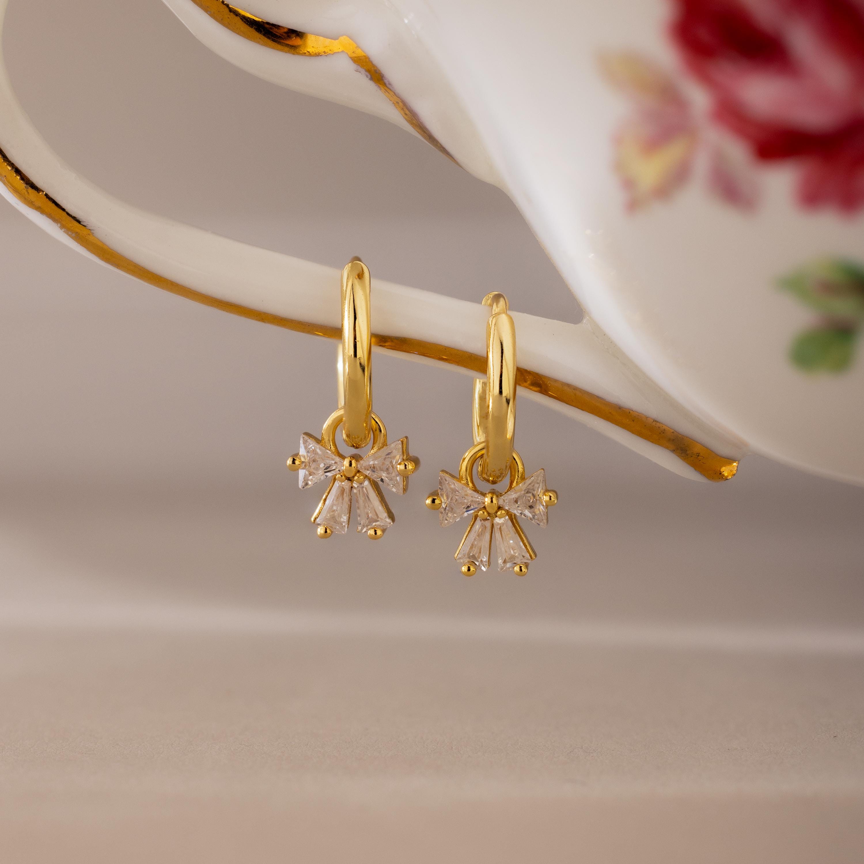 Diamond Bow Hoops