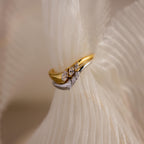 Mixed Metal Diamond Curve Ring Set