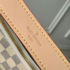 SLOUCHY PM 33 IN WHITE GREY CHECKERBOARD PATTERN DAMIER AZUR COATED CANVAS