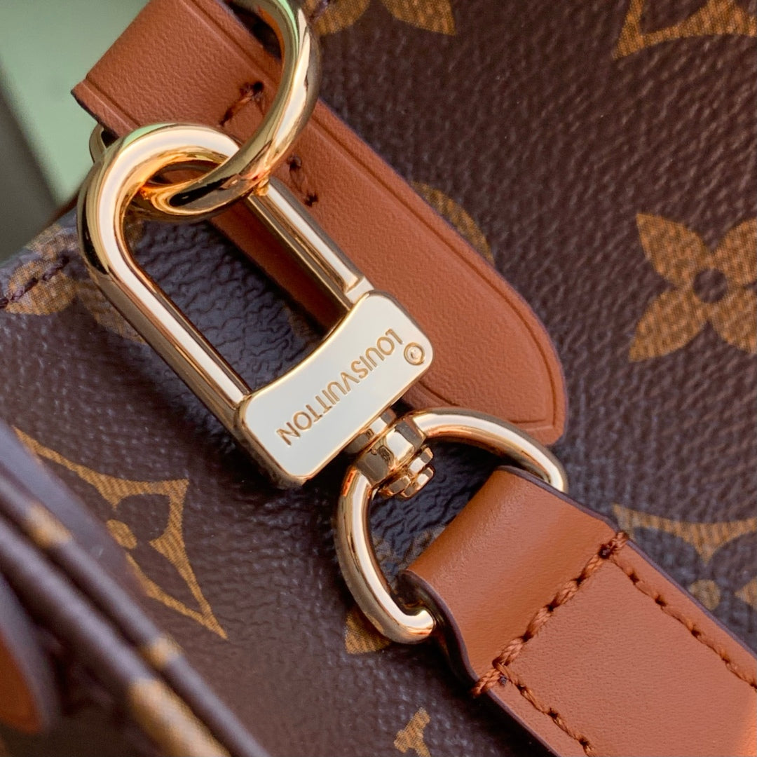 ONTHEGO ORGANIZER 37 IN BROWN COATED CANVAS AND CALFSKIN