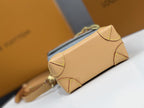 LV 25S NANO STEAMER 18 IN BLUE COTTON DENIM CALFSKIN TRIM GOLD HARDWARE
