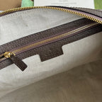 OPHIDIA LARGE BOSTON BAG 31 IN BEIGE EBONY GG BROWN CALFSKIN TRIM