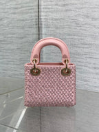 MICRO 12 LADY BAG IN BLUSH PINK SATIN WITH BEADING