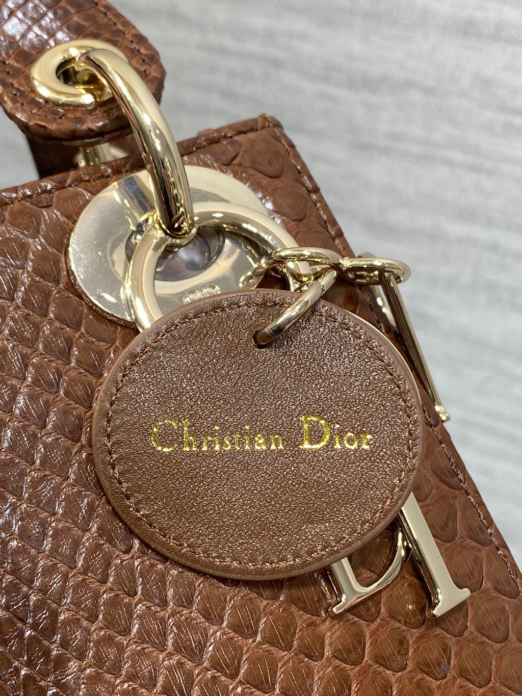 MINI 17 LADY BAG IN PEACAN BROWN METALLIC LAMBSKIN