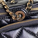 MEDIUM CAMERA BAG 23 IN BLACK LAMBSKIN GOLD HARDWARE