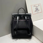 HERBAG A DOS ZIP RETOURNE BACKPACK 29 IN BLACK CANVAS AND CALFSKIN