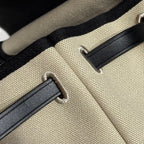 HERMES 25S MINI HERBAG 20 IN BEIGE AND BLACK CANVAS SILVER HARDWARE
