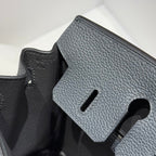 HERMES 25S MEDIUM BIRKIN 25 IN CHARCOAL GRAY CALFSKIN SILVER HARDWARE