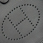 HERMES 25S MINI EVELYNE 18 IN CHARCOAL GRAY PATTERNED STRAP CALFSKIN SILVER HARDWARE