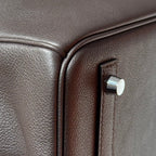 HERMES 25S SHOULDER BIRKIN 29 IN CHARCOAL BROWN CALFSKIN SILVER HARDWARE