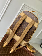 OUTDOOR BACKPACK 44 IN BEIGE CALFSKIN AND BROWN MONOGRAM CANVAS