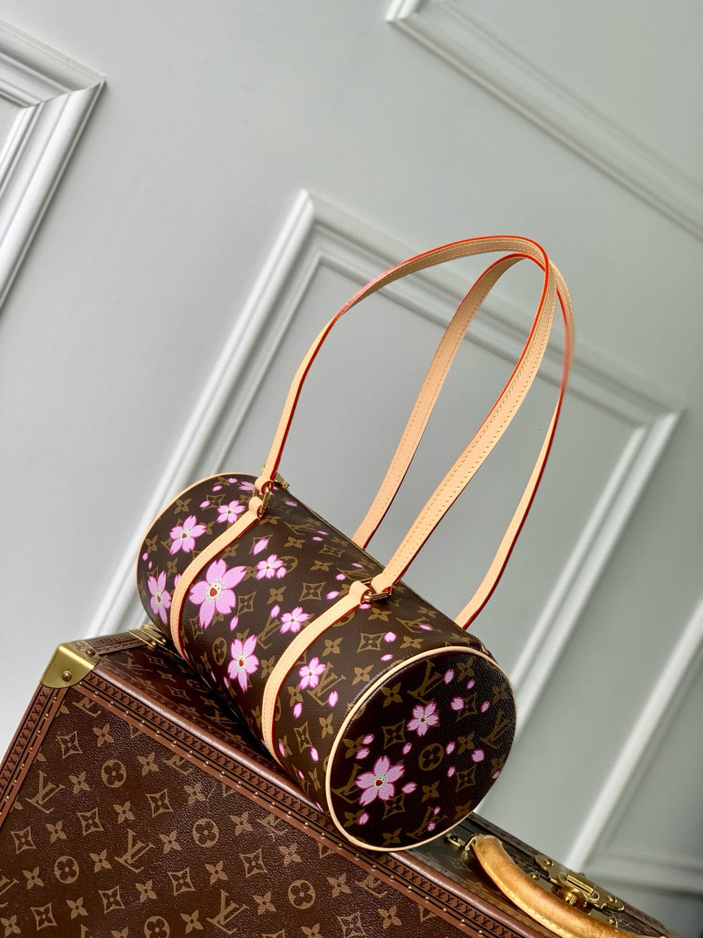PAPILLON CHERRY BLOSSOM 27 IN SAKURA BROWN MONOGRAM COATED CANVAS