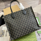 OPHIDIA GG 41 LARGE TOTE BAG IN BLACK DENIM