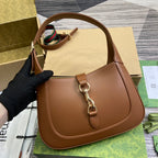 JACKIE SMALL SHOULDER BAG 27 IN TAWNY BROWN CALFSKIN GOLD HARDWARE