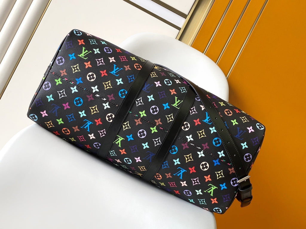 KEEPALL BANDOULIÈRE 50 BAG IN MULTICOLORED MONOGRAM COATED CANVAS
