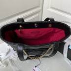 CC LARGE 33 HOBO SHOPPING BAG IN BLACK CALFSKIN