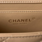 CC MINI 19 FLAP BAG IN DARK BEIGE CALFSKIN GOLD HARDWARE