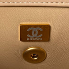 CC MINI 19 FLAP BAG IN DARK BEIGE CALFSKIN GOLD HARDWARE