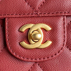 RETRO STYLE FLAP BAG 22 IN STILETTO RED GRAINED CALFSKIN GOLD HARDWARE
