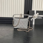 HOBO BAG 21 IN RHINO GRAY GRAINED CALFSKIN GOLD HARDWARE