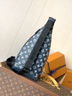 DUO CROSSBAG BAG 42 IN BLUE AND WHITE MONOGRAM SHADOW COWHIDE