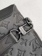 DUO CROSSBAG BAG 42 IN BLACK EMBOSSED CALFSKIN