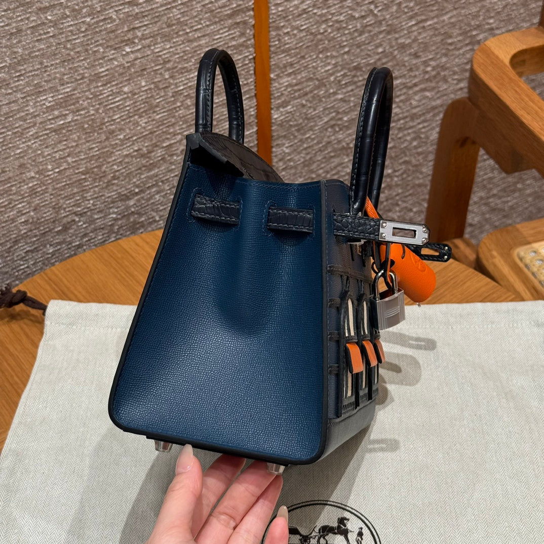 BIRKIN FAUBOURG TOUCH 20 IN NAVY BLUE CALFSKIN WITH SILVER HARDWARE (MADE-TO-ODER)