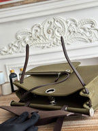 ZIP CABINE 31 BAG IN OLIVE GREEN CANVAS AND BLACK CALFSKIN
