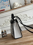 ZIP CABINE 31 BAG IN WHITE CANVAS AND BLACK CALFSKIN