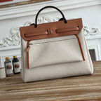 HERBAG ZIP 31 LAQUERED BAG IN OFF-WHITE MIX YELLOW H PLUME CANVAS