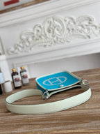 MINI NEO 17 EVELYNE BAG IN SKY BLUE CANVAS AND WHITE CALFSKIN