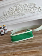 MINI NEO 17 EVELYNE BAG IN EMERALD GREEN CANVAS AND WHITE CALFSKIN