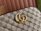 MARMONT MEDIUM SHOULDER BAG 24 IN BEIGE AND BROWN GG CANVAS BLACK CALFSKIN