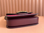 HORSEBIT 1955 SHOULDER BAG 25 IN WINE RED CANVAS AND CALFSKIN GOLD HARDWARE