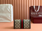 OPHIDIA WALLET ON GOLD CHAIN 19 IN BEIGE AND DARK BROWN CANVAS AND BROWN CALFSKIN