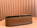 BLONDIE LARGE TOP HANDLE BAG 32 IN NATURAL COTTON LINEN CANVAS BROWN CALFSKIN