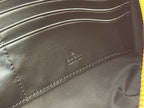 RUBBER EFFECT SMALL WALLET ON CHAIN 22.5 IN BEIGE AND DARK BROWN GG CALFSKIN
